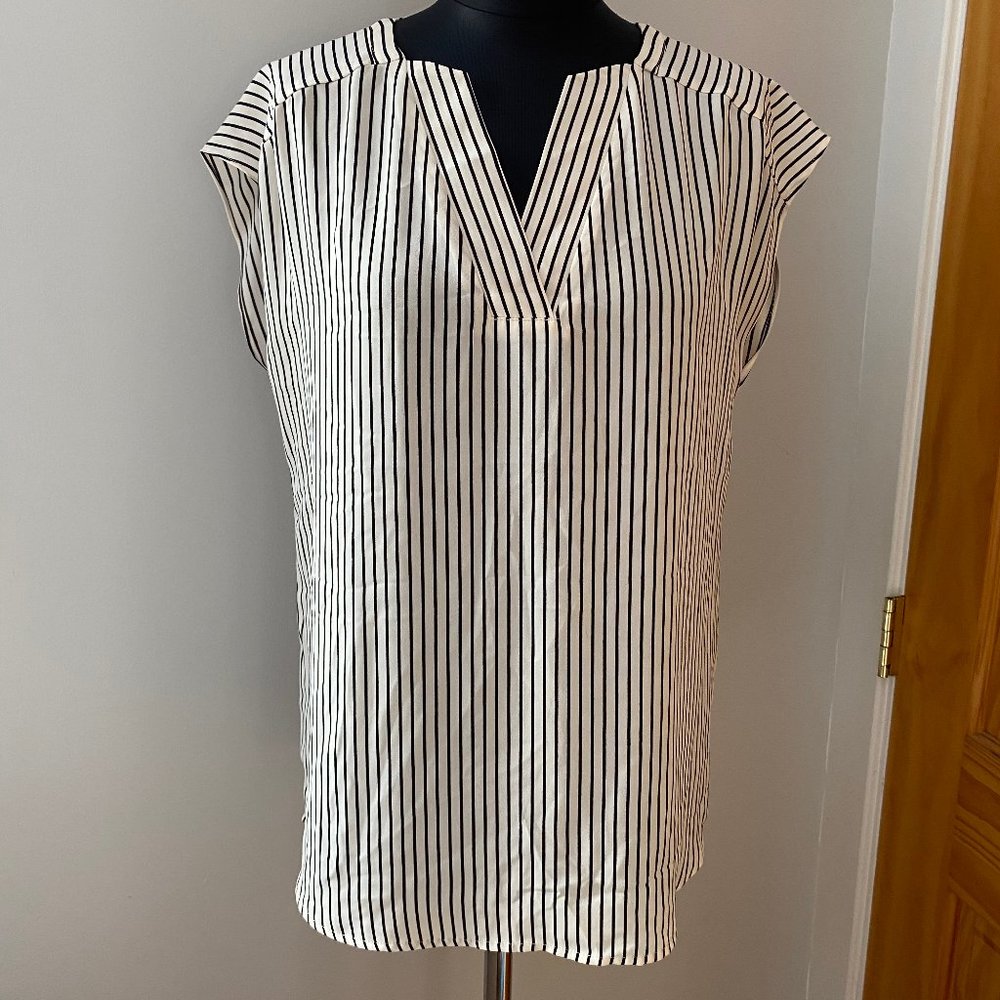 White with black stripe blouse